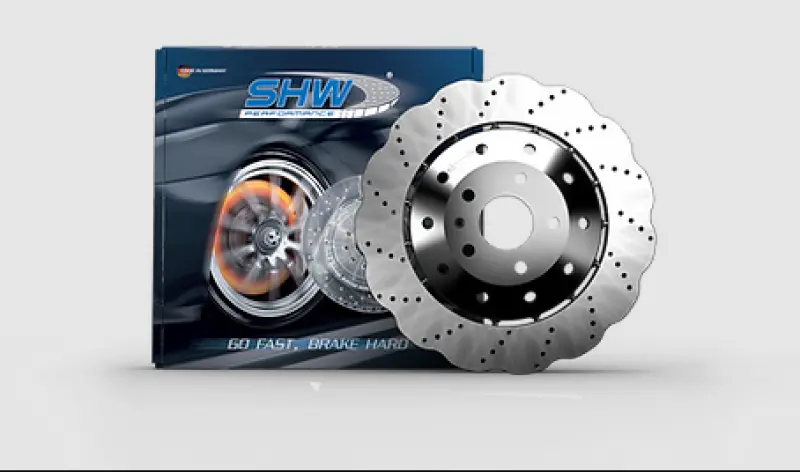 Shw Drilled & Dimpled Front Brake Rotors – Lightweight Wavy Design For 2014–2018 Audi Rs7 4.0L (Part #4G0615301Ah) 1